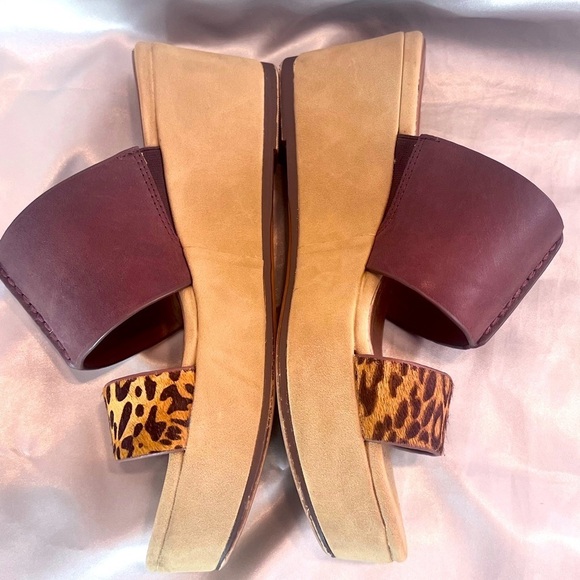 NATURALIZER Urbana Platform Wedge Brown Leather Calf Hair Cheetah Print Size 8 - Picture 3 of 11